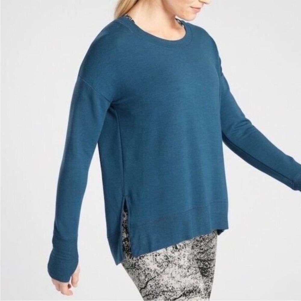 Athleta Womens Coaster Luxe Sweatshirt Pullover‎ Sweater Dark Vista Teal 870422